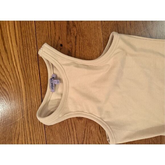 Cream Ribbed Bodycon Tank Dress – Signature 8 (Size S) - Picture 3 of 5